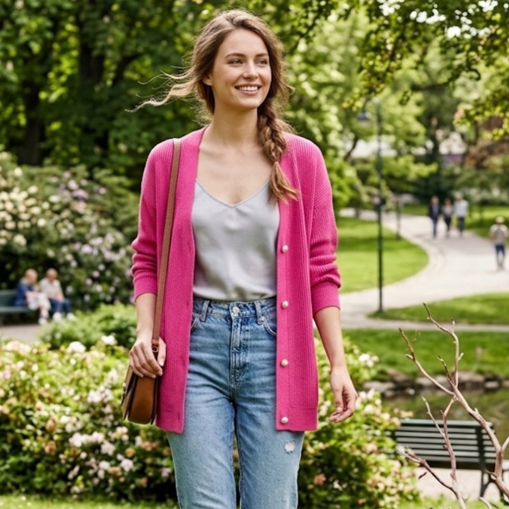 Miracle Vibrant Pink Long Cardigan Sweater